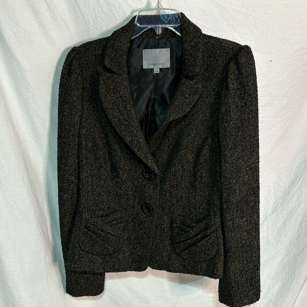 Classiques Entier 12 black brown woolen feel tweed fitted jacket fully lined euc